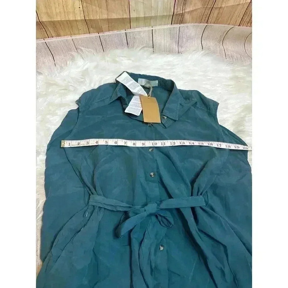 Thread & Supply High-Low Midi Button Down Dress with Pocket Dark Teal Size S NEW - Picture 8 of 9